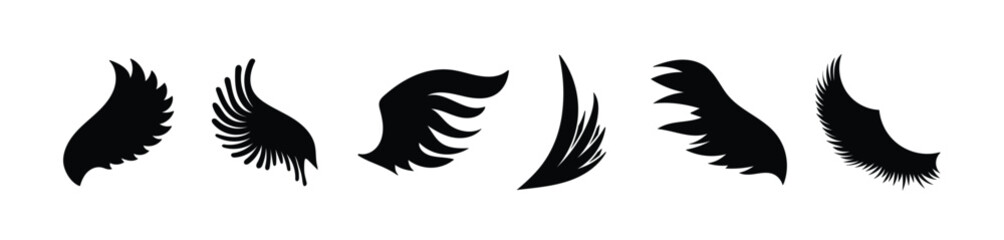 Vector Set Of Cartoon Angel Wings
