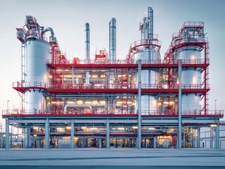 Obraz premium Modern petrochemical plant with industrial architecture and equipment