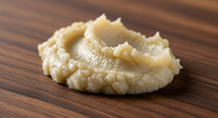 Freshly Made Horseradish Paste on Wooden Background Ready to Eat