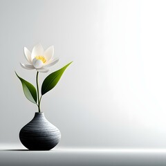 Serene White Lotus Blossom in Minimalist Vase