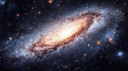 Fototapeta premium a breathtaking view of the andromeda galaxy shimmering with cosmic dust and glowing nebulae against a backdrop of countless distant stars