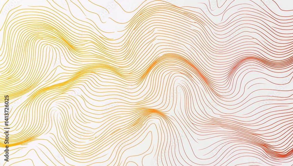 Poster abstract wave background with orange and red lines.