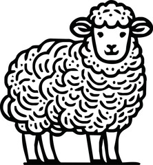 Vector hand drawn sheep illustration. Farm animal sketch in sketch style. 