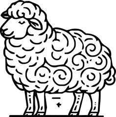 Vector hand drawn sheep illustration. Farm animal sketch in sketch style. 