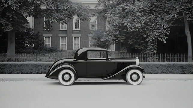 Fototapeta Classic black vintage car monochrome photography retro automobile image