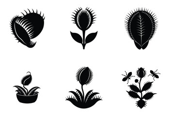 Set of Venus Flytrap Silhouette 