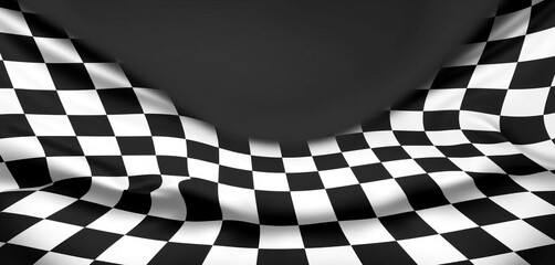 Obraz premium Horizontal black and white checkered racing flag background texture, image, speed