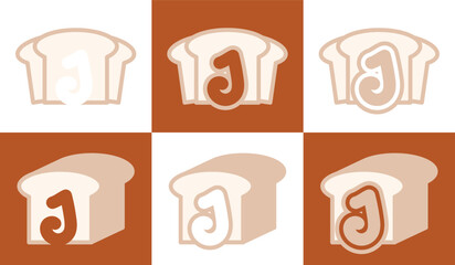Letter J white bread. This logo combines letters and white bread. Suitable for bread shops, bakery, cafe, and the like.