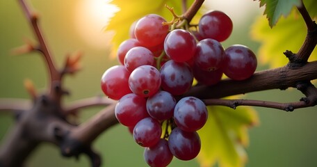 Ripe Grape Cluster on Branch