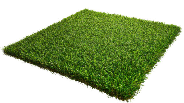 Green artificial grass square: An isolated studio shot displays a pristine, vibrant square of artificial grass, representing sustainability and eco-friendliness.