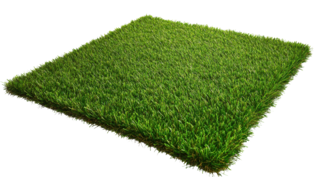 Green artificial grass square: An isolated studio shot displays a pristine, vibrant square of artificial grass, representing sustainability and eco-friendliness.