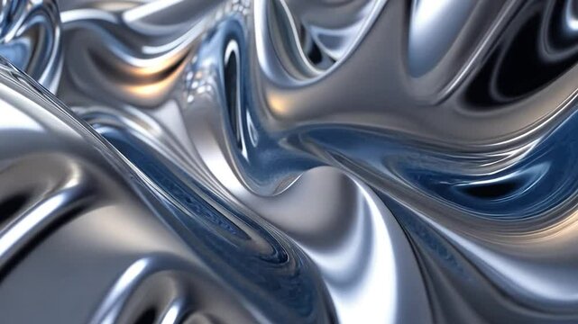 Abstract metallic liquid flowing in wavy patterns