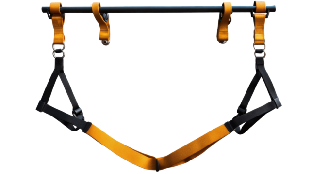 Suspension Trainer: A dynamic shot of a state-of-the-art suspension trainer, showcasing its durable straps and ergonomic handles, a testament to fitness and bodyweight training.