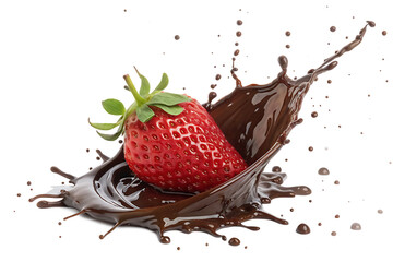 strawberry falling into milk splash