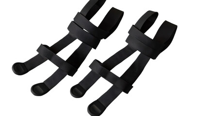 Obraz premium Ergonomic Hand Grips: A close-up shot captures a pair of sleek, black ergonomic hand grips, their design emphasizing comfort, support, and a secure hold during any activity.