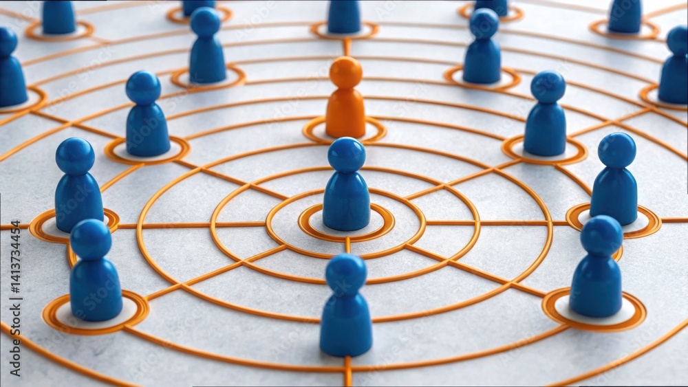 Aufkleber abstract network connection of people in concentric circles