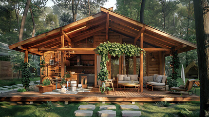 Artificial Intelligence-designed wooden house	