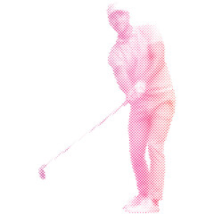 A male golf athlete is composed of dot gradient vectors