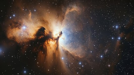 Fototapeta premium Exploring Glowing Nebula and Stars in Deep Space