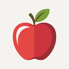 Vibrant red apple illustration with leaf, healthy eating concept.