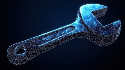 Abstract Glowing Wrench: Digital Art of a Spanner