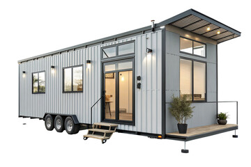Modern container Tiny House on Wheels, isolated on transparent background - generated by ai