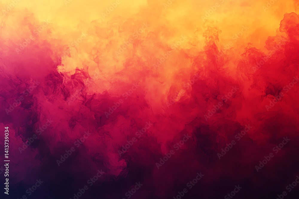 Aufkleber vibrant red and orange smoke blends into a dark background creating a dramatic abstract texture perf