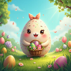 easter bunny with easter eggs