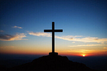 cross on top of a hill with the sun setting behind it1
