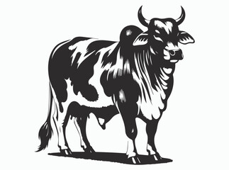 Fototapeta premium Cow Silhouette Collection Featuring Indian Cow and Australian Cow in Unique Poses for Art, Craft, and Design Projects