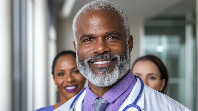 Diverse healthcare team portrait doctor and nurses smiling confidently