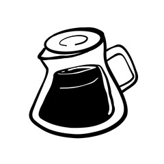 Coffee Serving Coffee Tools Coloring Line Art Illustration for Beverage Enthusiasts, Menu Cafe Design, and Coffeeshop