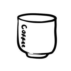 Cup of Coffee Tools Coloring Line Art Illustration for Beverage Enthusiasts, Menu Cafe Design, and Coffeeshop