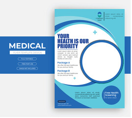Corporate Business flyer and brochure design for a Medical service or hospital vector template design