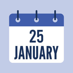 25 January Calendar, Isolated Vector Calendar.