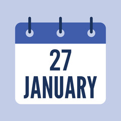 27 January Calendar, Isolated Vector Calendar.