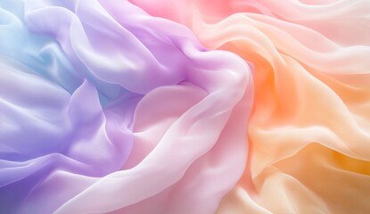 Obraz premium Pastel rainbow fabric texture, soft chiffon drapes.