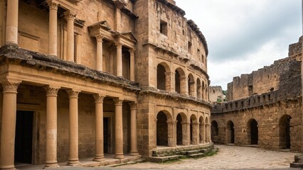 Ancient Arena's Echoes: A Journey Through Time and Stone, Unveiling Architectural Grandeur and Historical Significance Under Cloudy Skies