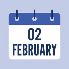 2 February Calendar, Isolated Vector Calendar.