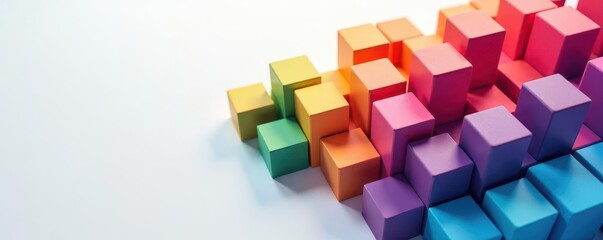 Obraz premium Abstract colorful cube arrangement depicting a team formation, colorful, dynamic, geometry