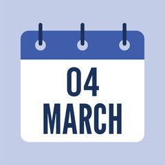 4 March Calendar, Isolated Vector Calendar.
