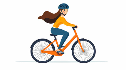 Fototapeta premium Cycling adventure: A joyful woman confidently cycles on a sunny day, representing health, freedom, and an active, balanced lifestyle.