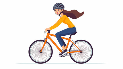 Obraz premium Bicycle Ride: A female cyclist, equipped with a helmet, enjoys a leisurely ride on her bicycle. capturing the essence of healthy lifestyle.