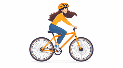 Fototapeta premium Pedaling Progress: A woman rides her bicycle with focused determination, embodying health, adventure, and sustainable transportation.