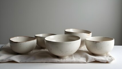 Neutral Ceramic Bowls: Rustic, Artisan Pottery for Serving, Dining, and Food Presentation