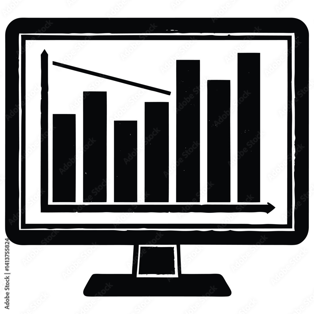 Poster isolated bar graph on screen on white background