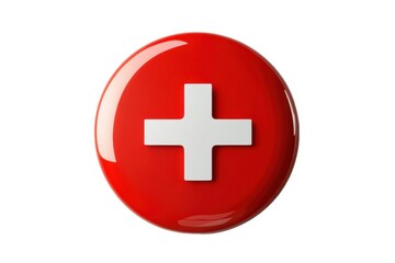 Obraz premium Red circle with white cross symbol on white background 