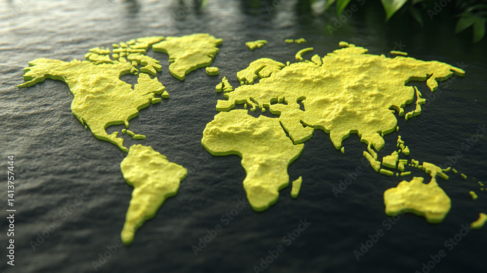 Poster digital map highlighting quarantine zones across the world in a dynamic environment