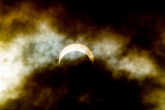 USA, Nevada, Winnemucca. Annular Solar Eclipse, Three-quarters