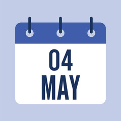 4 May Calendar, Isolated Vector Calendar.